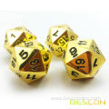 Set of 4 Deluxe Golden Solid Metal 20 Sides Dice D20 Gold Metallic Polyhedral Dice